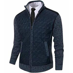Mens Zip Up Cardigan Sweater Thick Knit Sweater Jacket Warm Winter Pockets